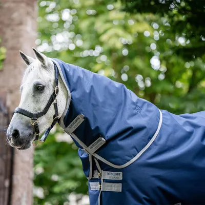 Produktbild von Horseware Amigo Ripstop 900D Turnout Hood 150g - Größe S - Halsteil - Navy/Titanium Grey