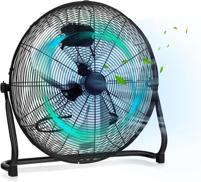 Produktbild von GOPLUS φ50 cm Bodenventilator, Standventilator in Chrom mit 3 Geschwindigkeitsstufen & Handgriff, 145° verstellbarer Ventilatorkopf, hoher Luftdurchsatz, Metallventilator