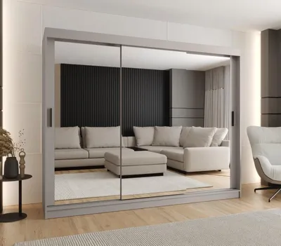 Obrázok produktu pre Zrkadlová šatníková skriňa 250 cm CASANDRA - kašmír