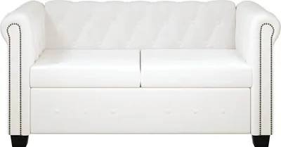 Produktbild von vidaXL Chesterfield-Sofa 2-Sitzer Kunstleder Weiß