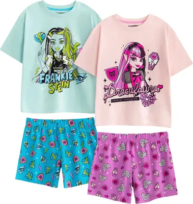 Image de Monster High - Pyjama avec short pour fille (pack de 2) NS9462 (128) (Imprimé multicolore)