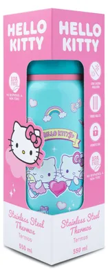 Productafbeelding van Hello Kitty metalen drinkfles voor baby's, thermosfles, lichtblauw/roze, 550 ml