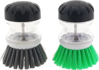 Obrázek produktu pro 2 kartáče na mytí nádobí s nádobou na mycí prostředek cca 9,5 cm, Ø 5,5 - 6,5 cm
