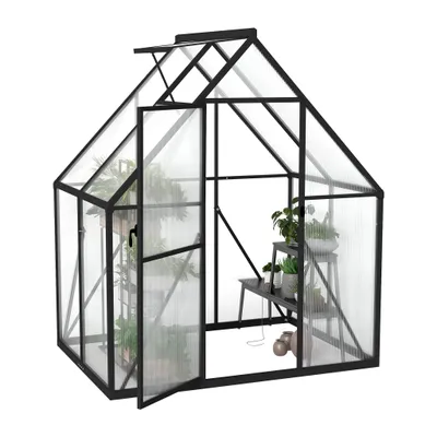 Produktbild von UISEBRT Premium Gewächshaus Aluminium 125x180x195cm, 2.25m² Begehbares Garten-Gewächshaus mit Verstärktem Fundament, Dachfenster und Tür, Wetterfest und Temperaturbeständig für Tomaten, Gemüse & Pflanzen