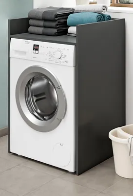 Produktbild von Waschmaschinenumbau "Flexy" in grau Überbauschrank für Waschmaschine und Trockner