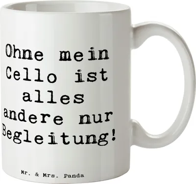 Produktbild von Mr. & Mrs. Panda Kaffeebecher Spruch Cello Magie - Weiß - Geschenk, Keramiktasse, Musikinstrument, Musik, Instrument, klassische, Orchester, schöne tasse, Kaffeetasse