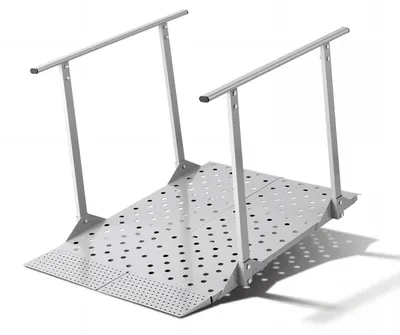 Produktbild von VEVOR Rollstuhlrampe mit Handläufen, 1140x850x705mm Schwellenrampe mit Max. 199,6kg Tragkraft, Rutschfeste Auffahrschiene aus Aluminum, Tragbare Auffahrrampe für Scooter Türschwelle Bordsteine Treppen