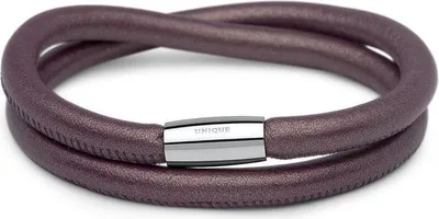 Produktbild von Zweireihig gewickeltes Lederarmband für Charms lila
