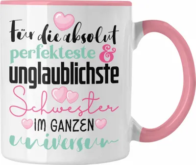 Produktbild von Trendation - Beste Schwester Geschenk Tasse Spruch zum Geburtstag Weihnachten Geschenkidee von Bruder für Schwester (Rosa)