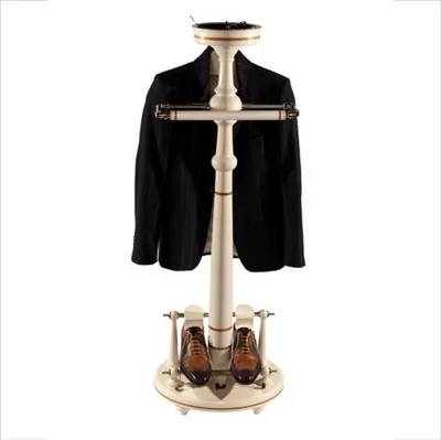 Produktbild von Casa Padrino Designer Luxus Garderoben Ständer New York Banker Stil - Weiss- Dressboy - Kleiderständer Anzugständer - Barock Empire Art Deco Jugendstil Biedermeier