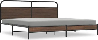 Obrázek produktu pro vidaXL Kovová postel bez matrace Hnědý dubový vzhled 180x200 cm