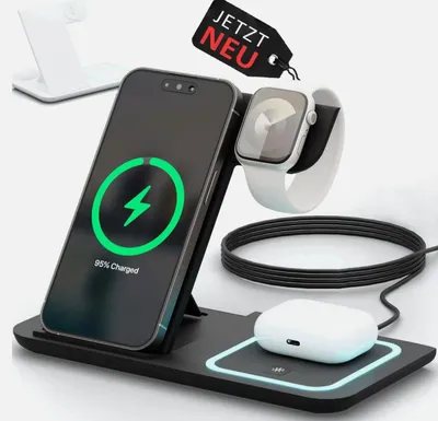 Produktbild von Ladestation für Apple iPhone Watch 3in1 induktive wireless charger handy Ladepad