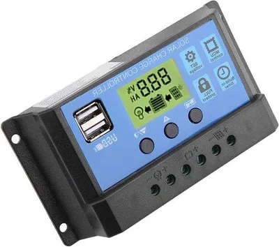 Immagine prodotto di Regolatore di carica intelligente 12 V/24 V 10 A con display LCD e doppia porta USB