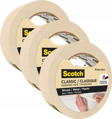 Produktbild von 3 x Scotch® Abdeckband Classic Malerband Klebeband 36mmx50m Stark Hochwertig
