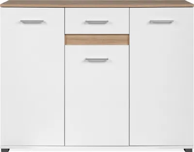 Produktbild von Sideboard >Volos< in weiß / Artisan Eiche Nachbildung - 118x91x35 (BxHxT)