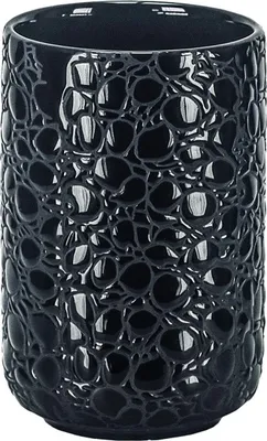 Produktbild von Kleine Wolke Kroko Zahnputzbecher, Porzellan, schwarz, 7.6 x 7.6 x 11.6 cm