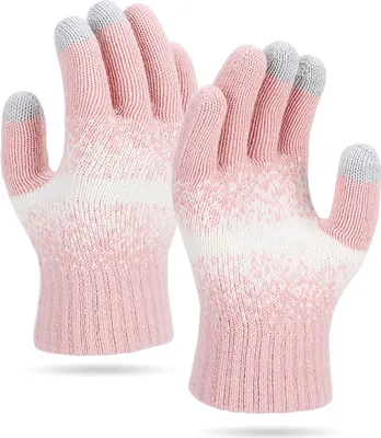Produktbild von Warme Touchscreen-Handschuhe für Damen und Herren, Winterstrickhandschuhe, Vollfingerhandschuhe mit dickem Fleecefutter, ideal zum Autofahren, Skifahren und für den Alltag.