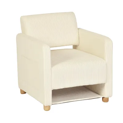 Immagine prodotto di Meubles Cosy Poltrona relax monoposto per il soggiorno, imbottita in velluto a coste beige – KARIA