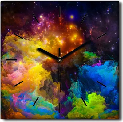 Produktbild von Coloray Uhr auf Leinwand 30x30 cm Wand Uhr Dekoration Wohnzimmer Segeltuch schwarze Hände -Abstraktion Kunstkunst