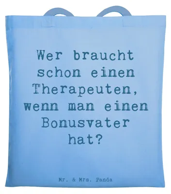 Produktbild von Mr. & Mrs. Panda Tote Bag Spruch Bonusvater Liebe - Sky Blue - Geschenk, besondere Person, Familienberatung, Elternteil, Jubiläen, Schultasche, persönlicher Berater