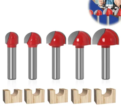 Immagine prodotto di Set di 5 frese per router con fondo arrotondato, ideali per la lavorazione del legno