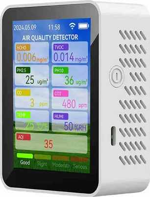 Obrázek produktu pro Tuya WiFi monitor kvality vzduchu - CO₂, HCHO, PM2,5, TVOC, teplota a vlhkost, s alarmem