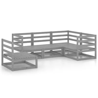 Produktbild von 5-tlg. Garten-Lounge-Set Grau Massivholz Kiefer