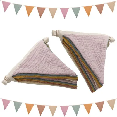 Productafbeelding van Wimpelketting voor kinderkamer, decoratie, 2 stuks, stoffen slingers, kleurrijk, 236 cm, katoen