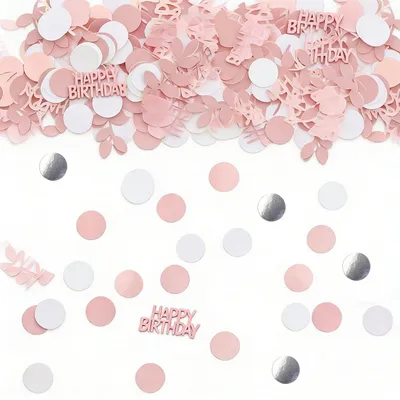 Productafbeelding van Verspreidbare confetti - Eucalyptusbladeren en stipjes - Tafeldecoratie - Roze