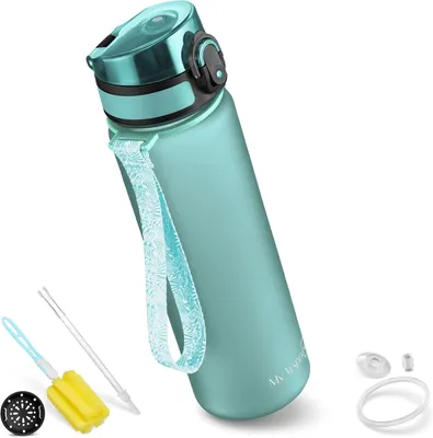 Produktbild von Kinderdrinkbeker Tritan, 750 ml, auslaufsicher, mit Trinkhalm, BPA-frei, mintgrün, für Schule und Sport