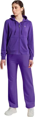 Produktbild von ATHL DPT. Damen modischer Sportanzug/Set aus Sweatjacke mit Kapuze und Jogginghose mit Bündchen, Lila leicht wide leg, Gr. L