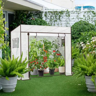 Produktbild von Tomaten-Grillhäuschen mit Rolltor - 200 x 77 x 146/170 cm
