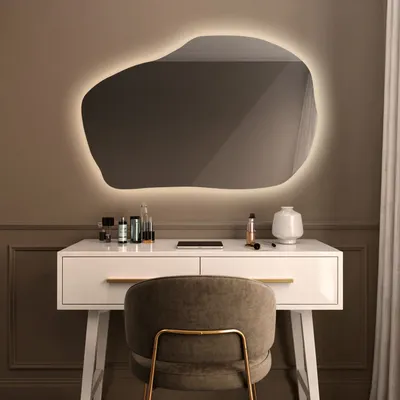 Zdjęcie produktu dla Lustro LED z oświetleniem - 90 x 58,5 cm - lustro ścienne lustro łazienkowe bez ramy nowoczesny design do łazienki - ciepła biel 3000K