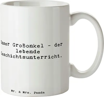Produktbild von Mr. & Mrs. Panda Geschenktasse Spruch Großonkel Geschichtsunterricht - Weiß - Geschenk, handgemacht, Trinkbecher, Familie, Geschenke, Teetasse, Familienfeste, Pott, Tasse