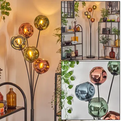 Produktbild von Villamare Stehlampe aus Metall/Glas in Schwarz/Grün/Kupfer/Blau
