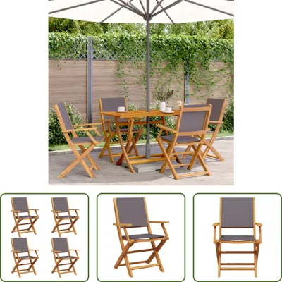 Produktbild von The Living Store Gartenstühle 4 Stk. Klappbar Anthrazit Stoff und Massivholz