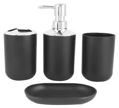 Image de Ensemble d'accessoires de salle de bain en 4 pièces, couleur noire