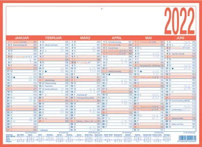 Immagine prodotto di ZETTLER 908-1315 Calendario da tavolo A4 orizzontale 2 colori 1 anno / 2 pagine