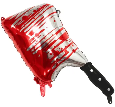 Produktbild von Folienballon Hackmesser mit Blut 36,5x88,5cm Rot - Silber