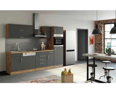 Obrázek produktu pro Kuchyňský blok Held Möbel Sorrento 270 cm barva čela antracit matný barva korpusu dub matný