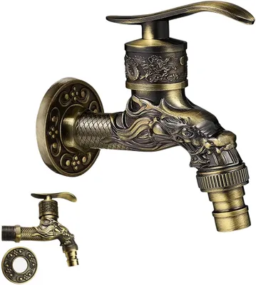 Imagen del producto de Grifo de lavabo estilo vintage, antiguo, de latón o bronce, para baño y cocina