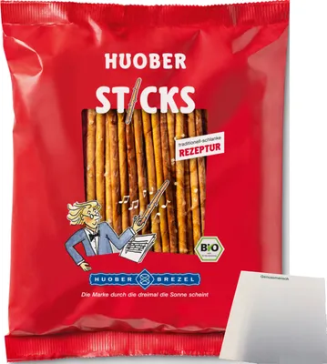 Produktbild von Huober Sticks Salzstangen (175g Packung) + usy Block