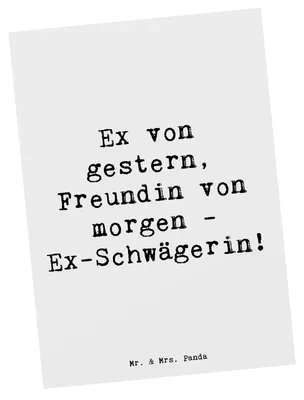 Produktbild von Mr. & Mrs. Panda Postkarte Spruch Ex-Schwägerin Überrascht - Weiß - Geschenk, Postkarten, bildkarte, Liebe, herzerwärmende Sprüche, humorvoll, Grußkarte, Ansichtskarte