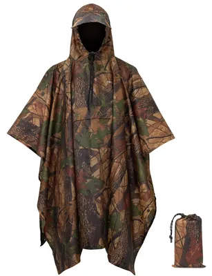 Produktbild von Wasserdichte Regenponcho für Erwachsene - Leichte Multifunktionale Regenjacke mit Kapuze