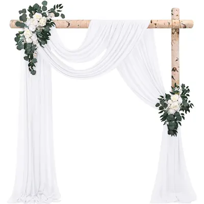 Zdjęcie produktu dla 130 cm x 550 cm, łuk ślubny, zasłona dekoracyjna, dekoracja, zasłona, tło do sesji zdjęciowej, kolor biały