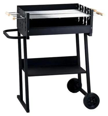 Produktbild von Holzkohlegrill Brigida, Stahl, 2 höhenverstellbare Roste, mit Rädern, schwarz