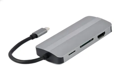 Image de gembird USB Typ-C 8-in-1 Multi-Port-Adapter, spacegrau