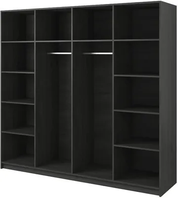 Image de Armoire à portes coulissantes Armoire à portes coulissantes Armoire avec miroir 230cm FABIO - Pin norvégien noir