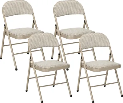 Produktbild von HOMCOM 4er-Set Klappstühle Tragbare Bürostuhl mit Kissen Stahlbeine Beige