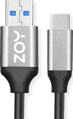 Zdjęcie produktu dla Kabel USB ZOY USB-A do USB-C 2m czarno-srebrny Szybki transfer danych Transfer danych do 480 Mbit/s, aluminiowa obudowa, nylonowy oplot